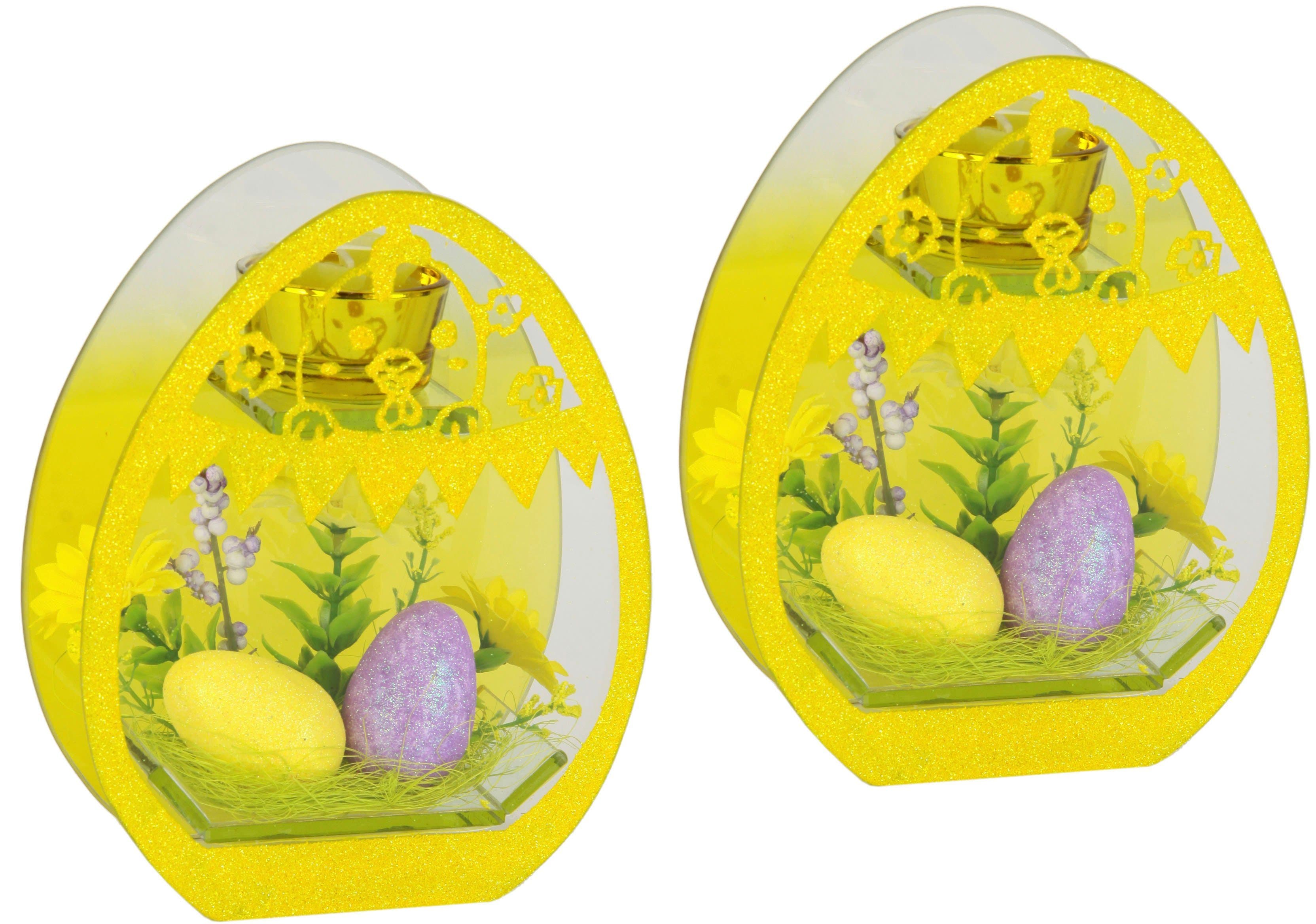 I.GE.A. Teelichthalter Oster-Eier 2er Set | Gelb