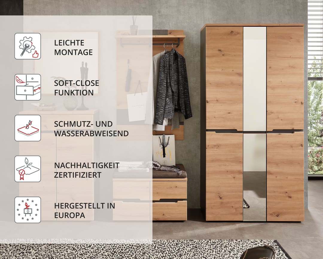 Innostyle MEMPHIS Garderoben-Set | Holztöne