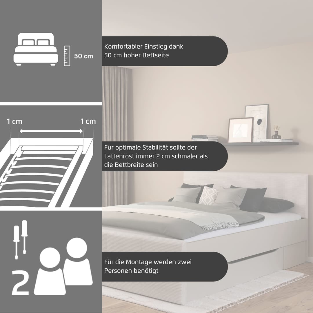 OTTO home AGORDO Doppelbett | Beige