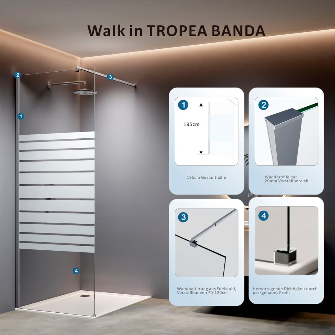 welltime Walk-in-Dusche | Transparent