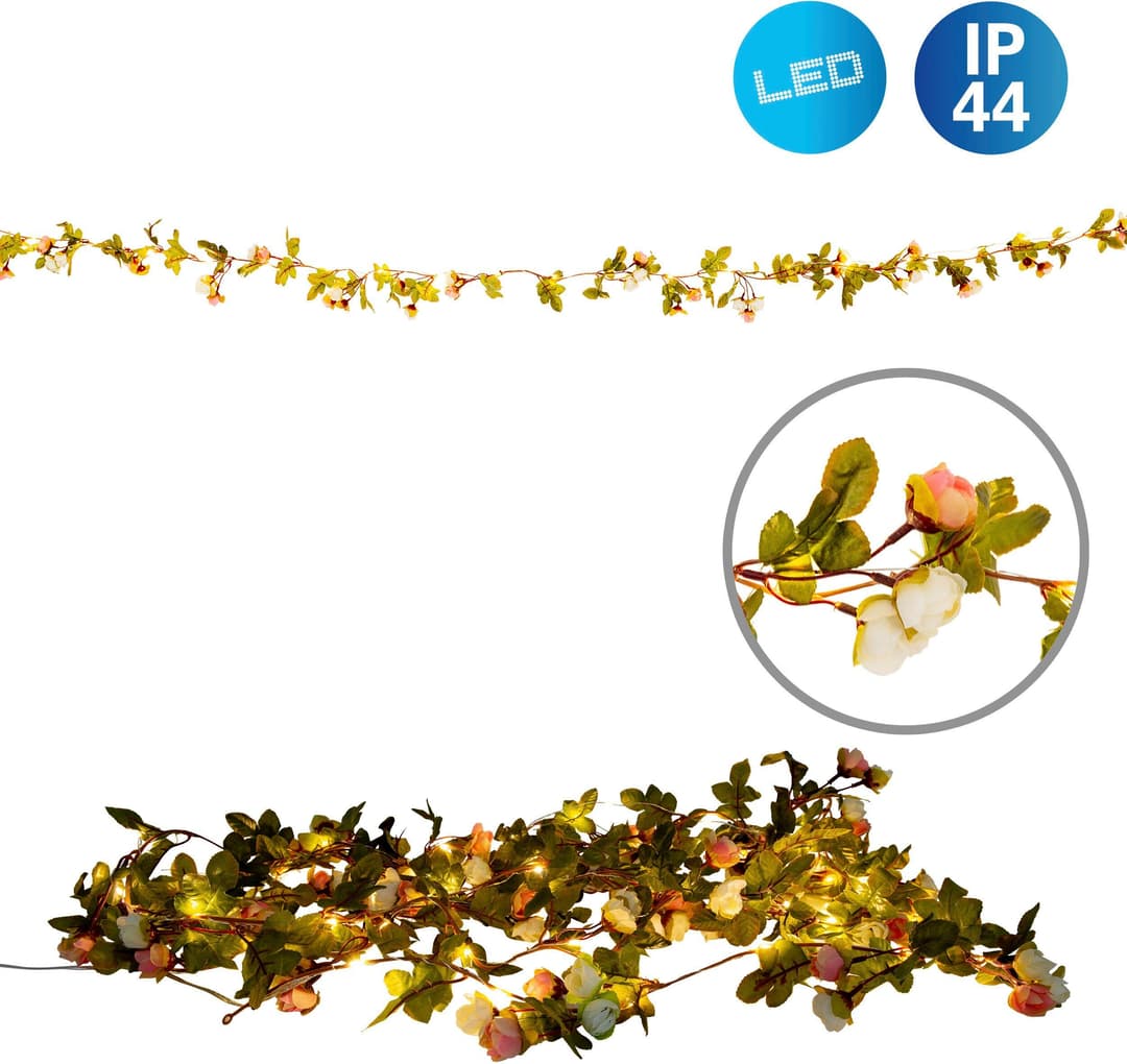 Näve LED-Lichterkette Röschen | Mehrfarbig