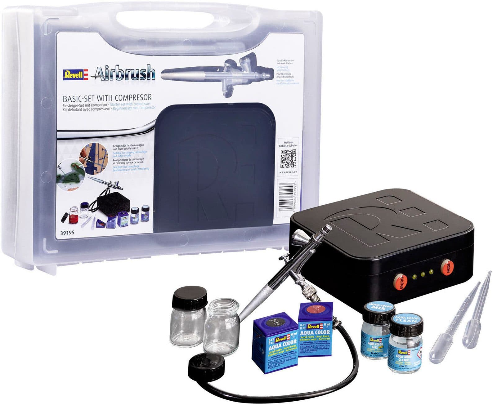 Revell Airbrush Basic Set mit Kompressor | Schwarz