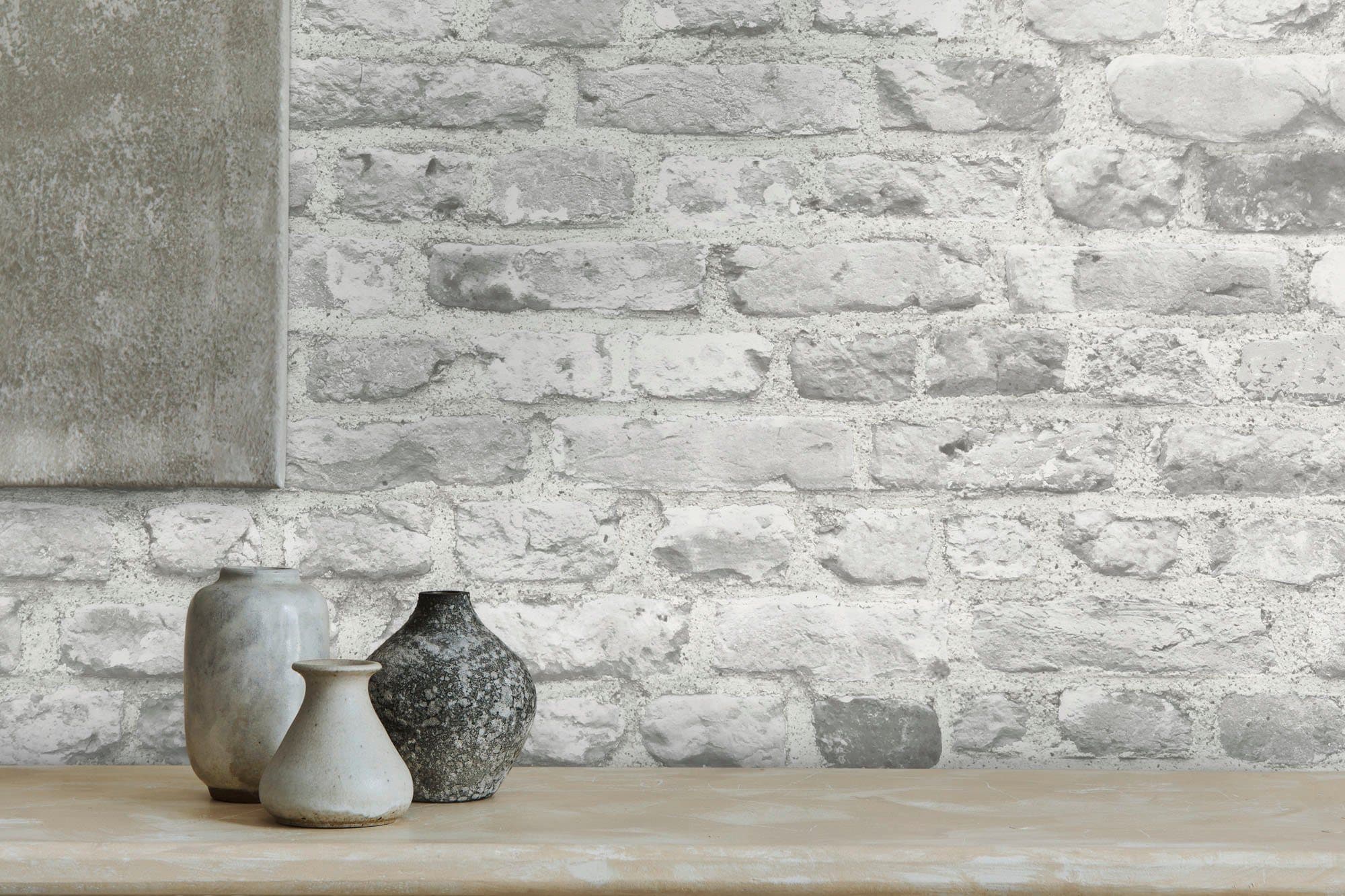 A.S. Création Bricks & Stones Vliestapete | Grau