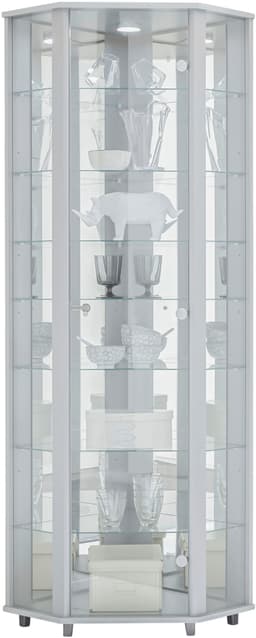 fif möbel Eckvitrine TRIO | Weiß