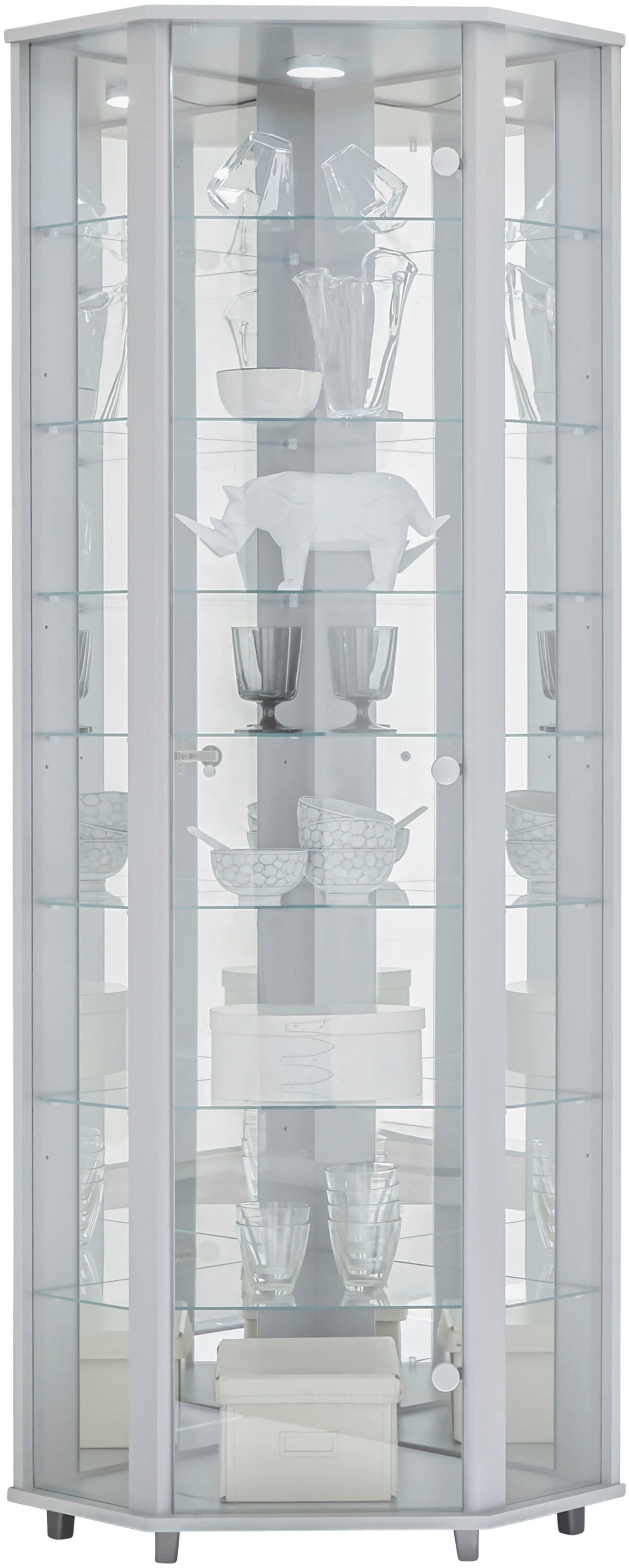 fif möbel Eckvitrine TRIO | Weiß