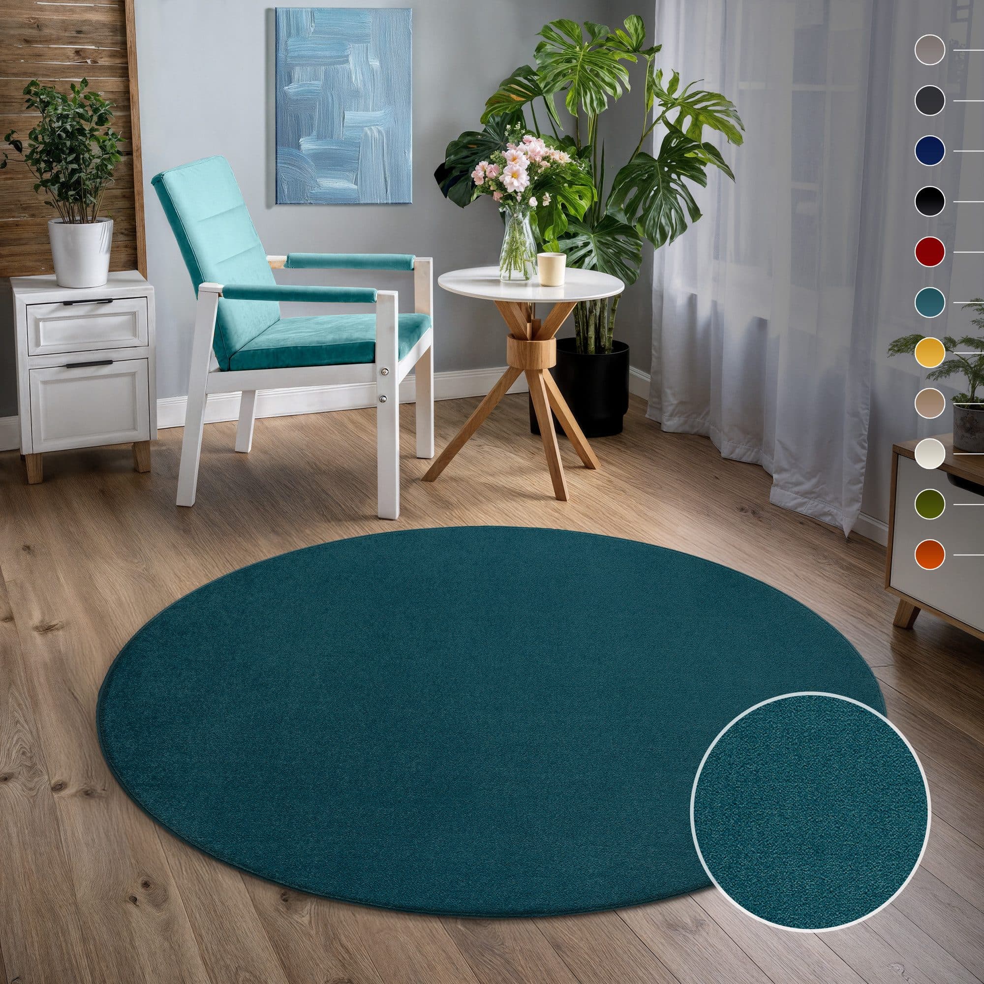 Sanat Teppich Uni | Blau