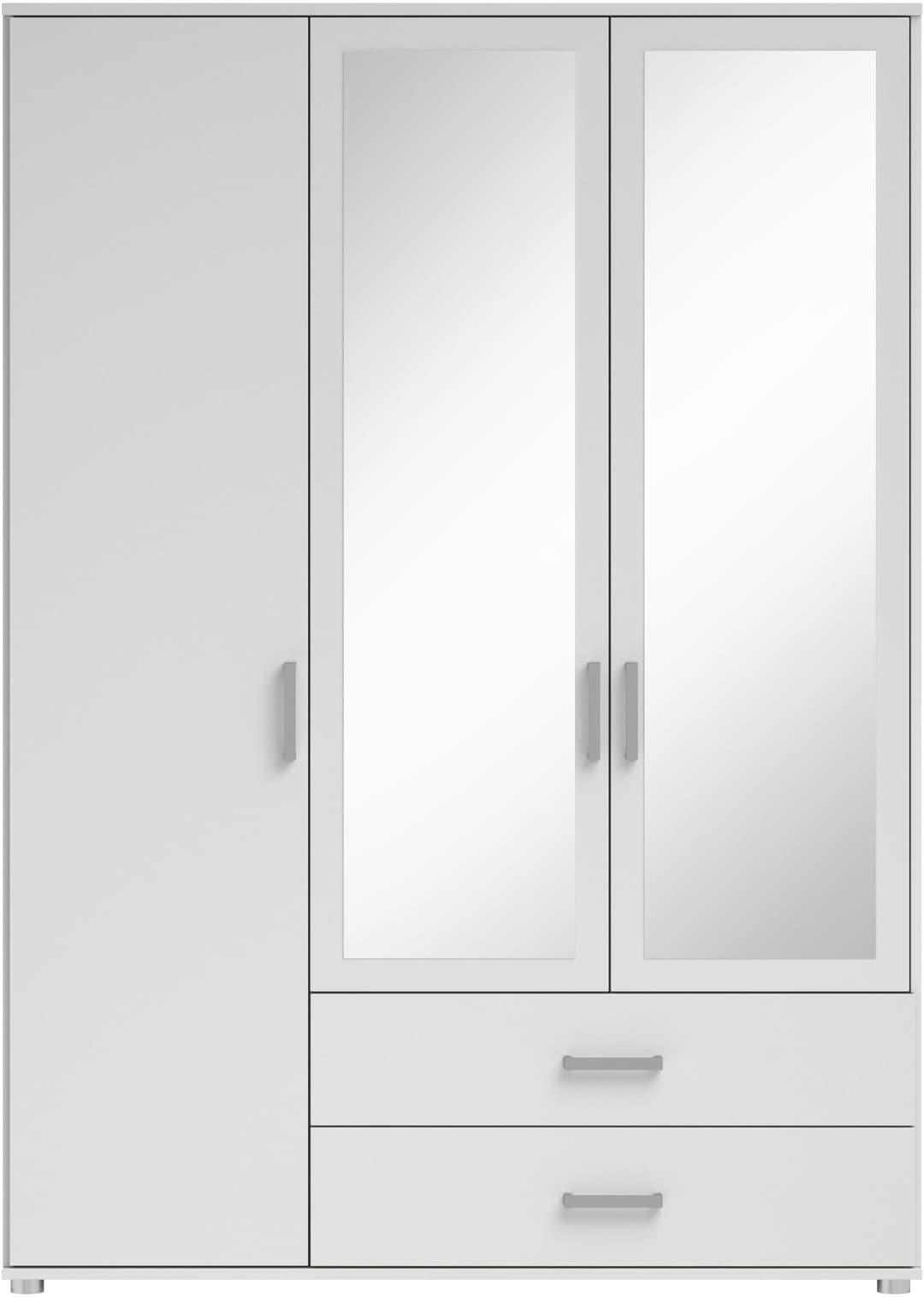 Schlafkontor Drehtürenschrank Ivar Kleiderschrank mit Spiegel | Weiß