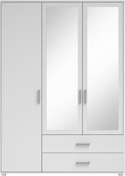 Schlafkontor Drehtürenschrank Ivar Kleiderschrank mit Spiegel | Weiß