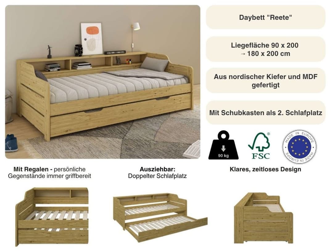 OTTO home Daybett "REETE1" | Holztöne