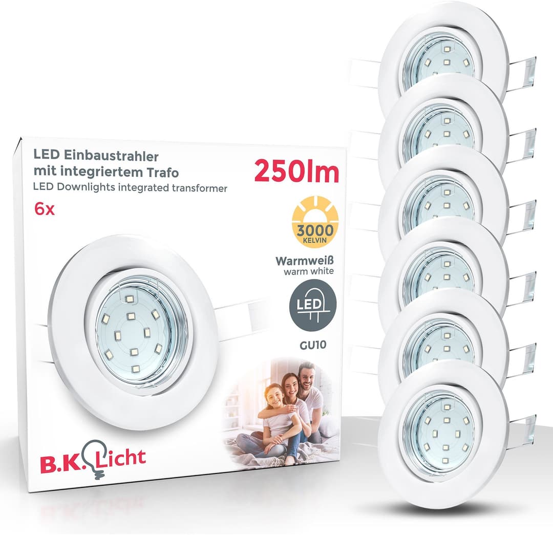 B.K.Licht LED Einbauleuchte 6er Set | Weiß