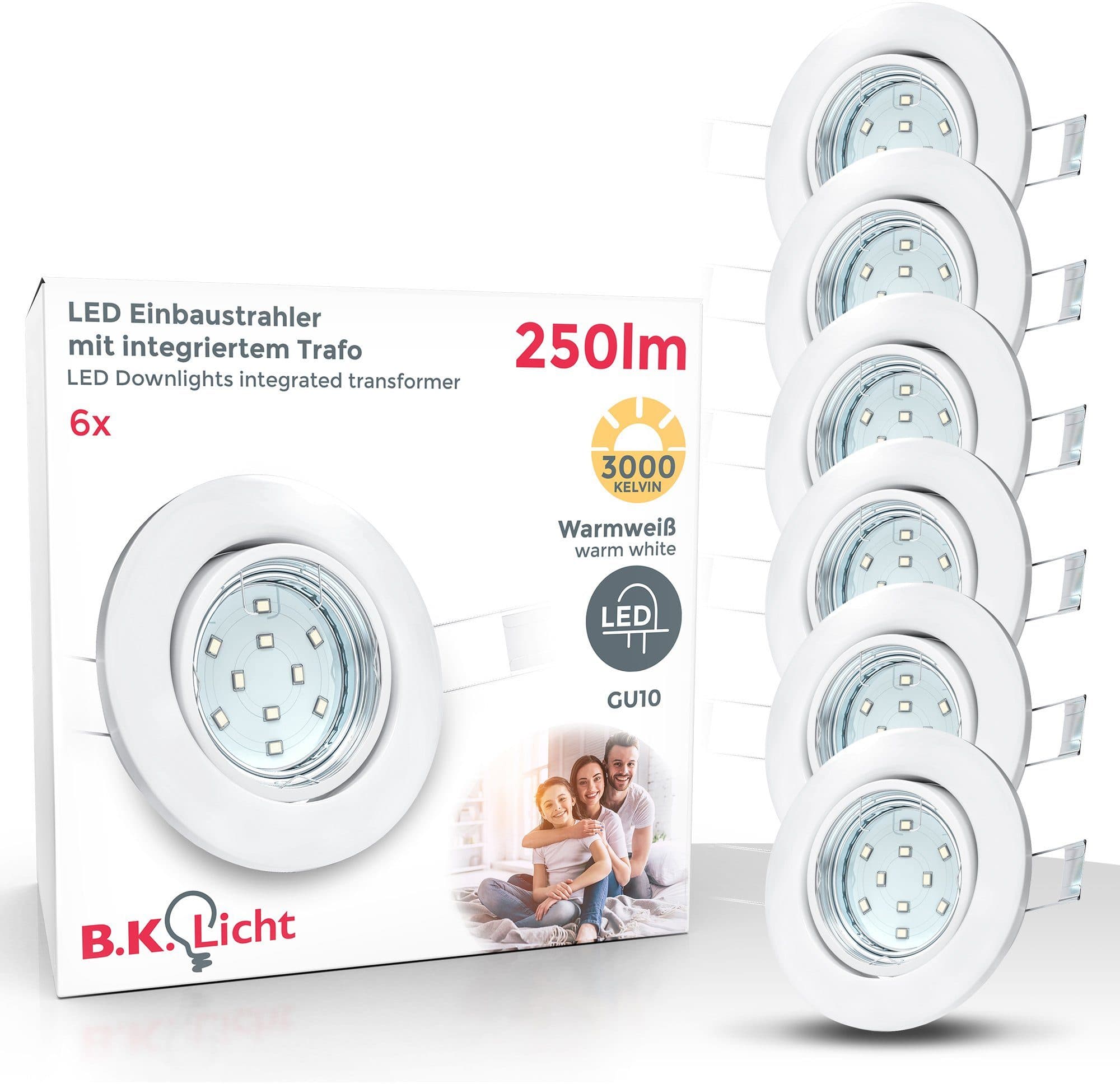 B.K.Licht LED Einbauleuchte 6er Set | Weiß