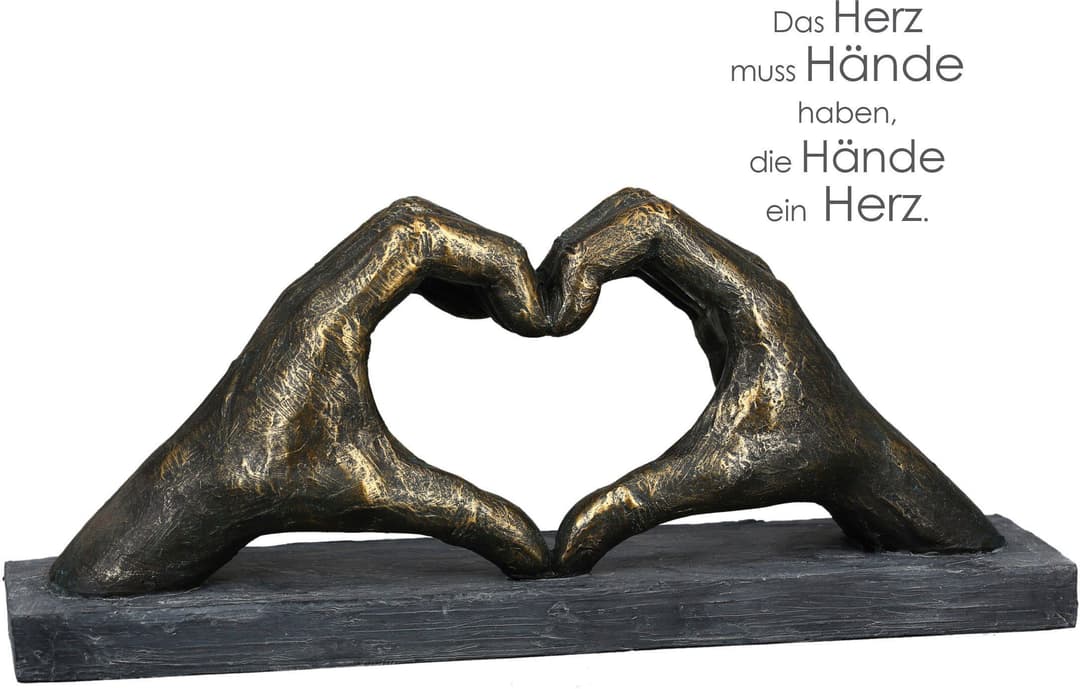 Casablanca by Gilde Wanddekoobjekt Skulptur "Herz aus Händen" | Braun