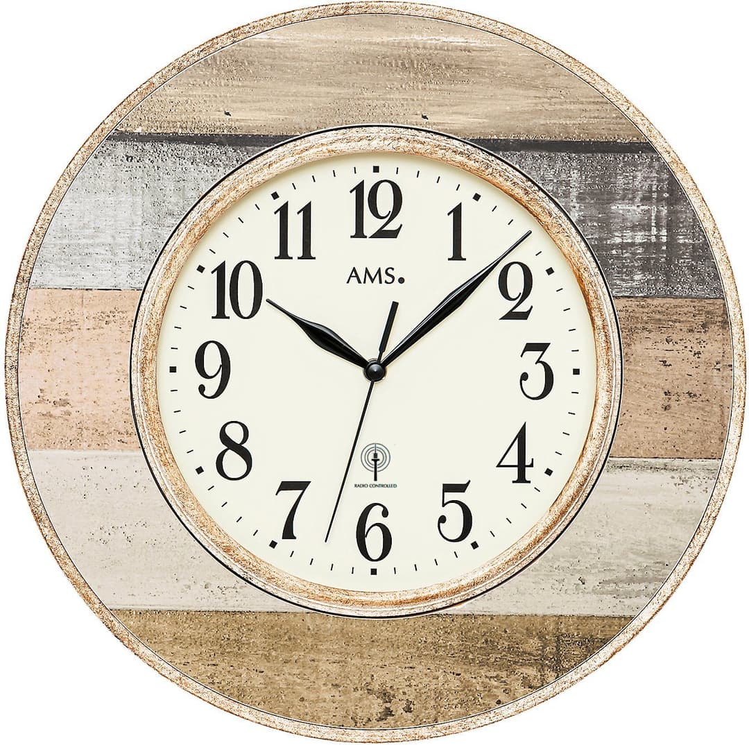 AMS Funkwanduhr F5975 | Holztöne