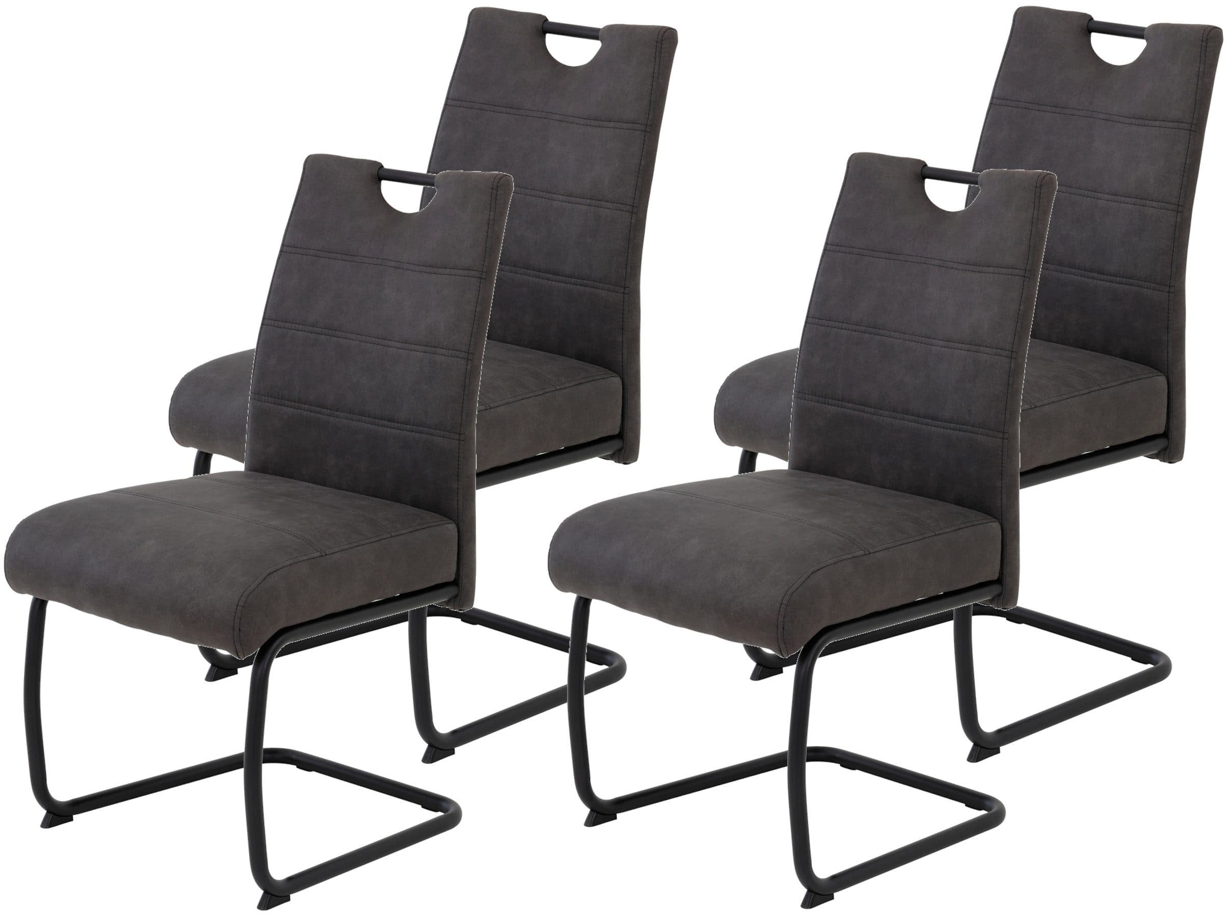 HELIA FLORA Freischwinger Stuhl (4er Set) | Grau