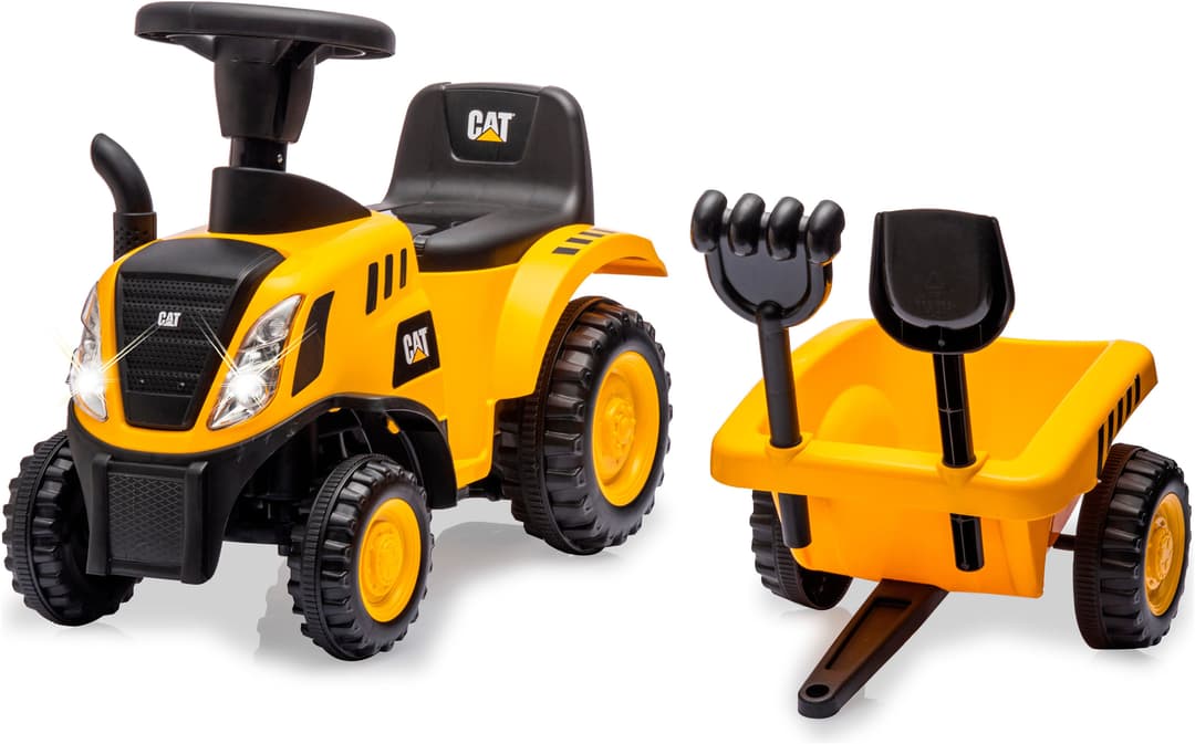 Jamara Rutscher Caterpillar Traktor mit Anhänger 2in1 | Gelb