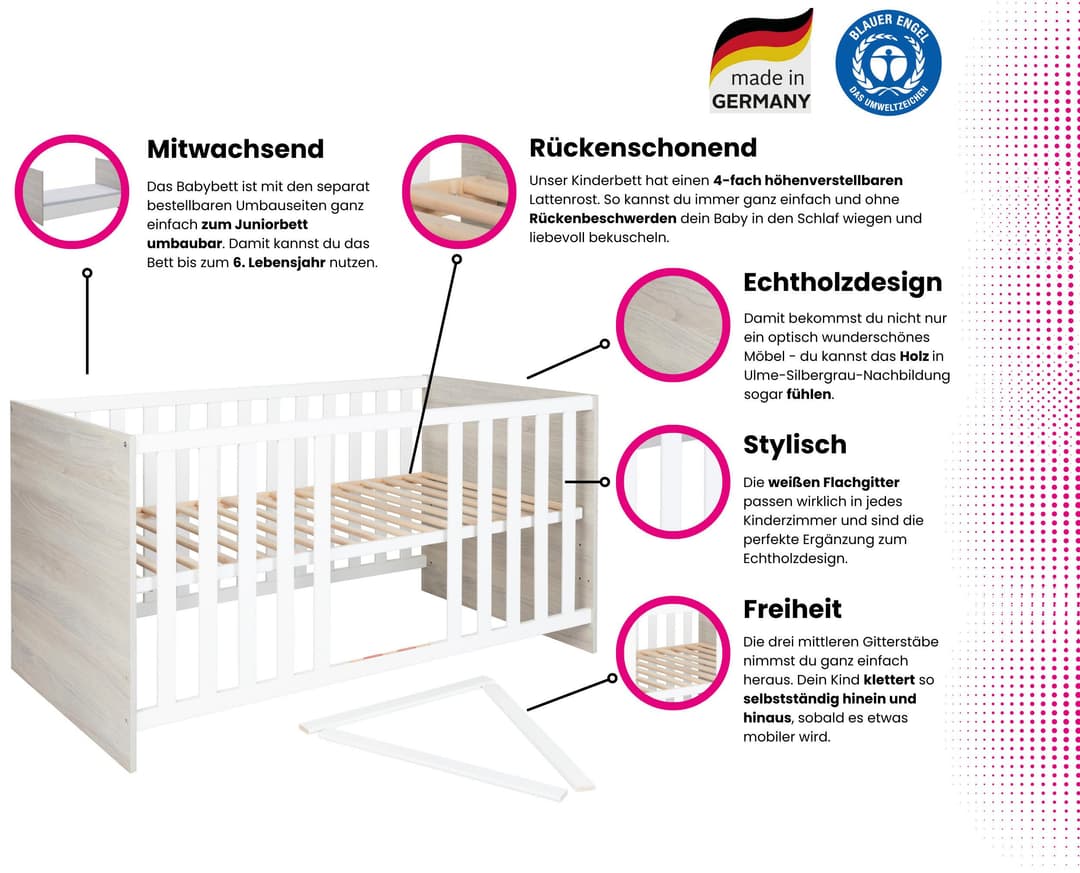 Home affaire Babyzimmer-Komplettset Geert | Holztöne