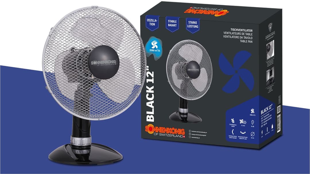 Sonnenkönig Tischventilator Black 12 | Schwarz