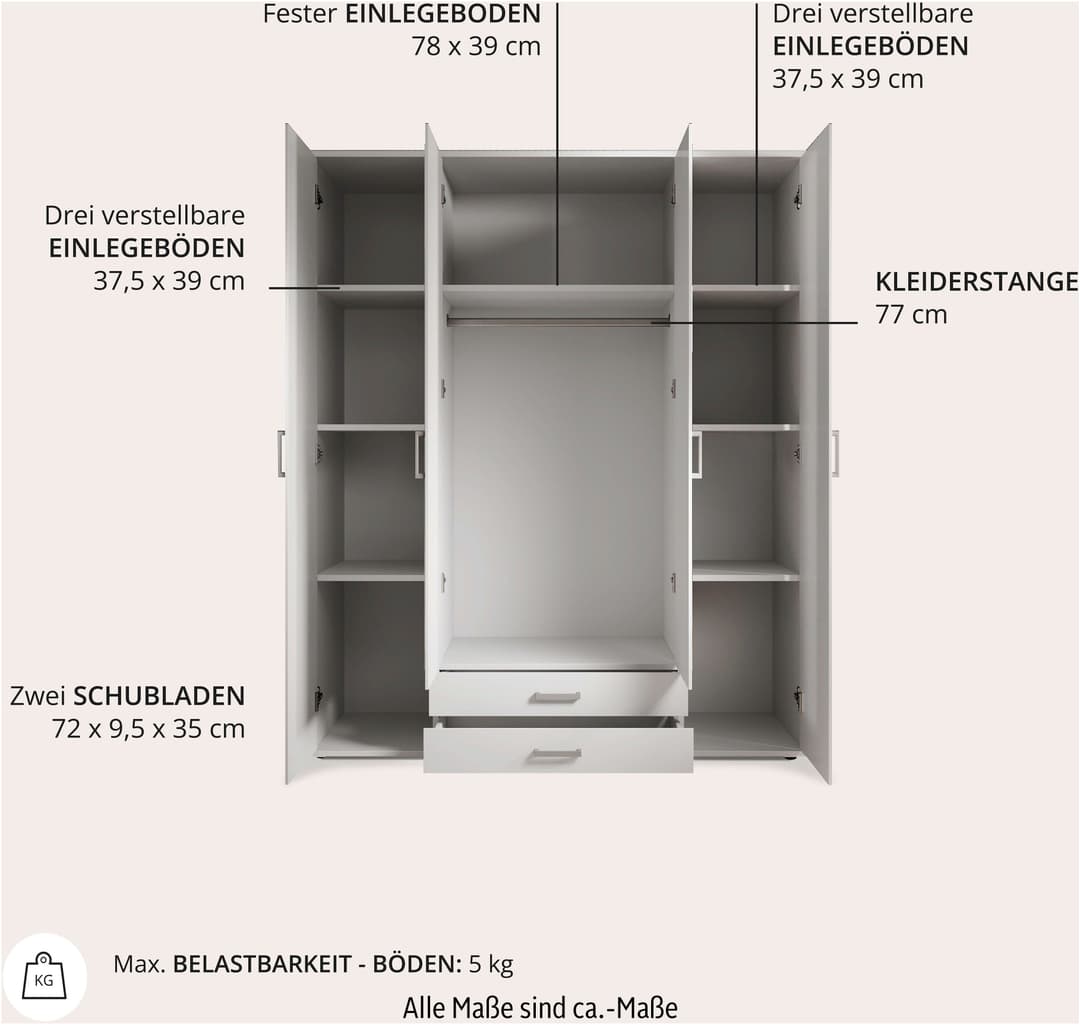 Schlafkontor Kleiderschrank Karl | Weiß