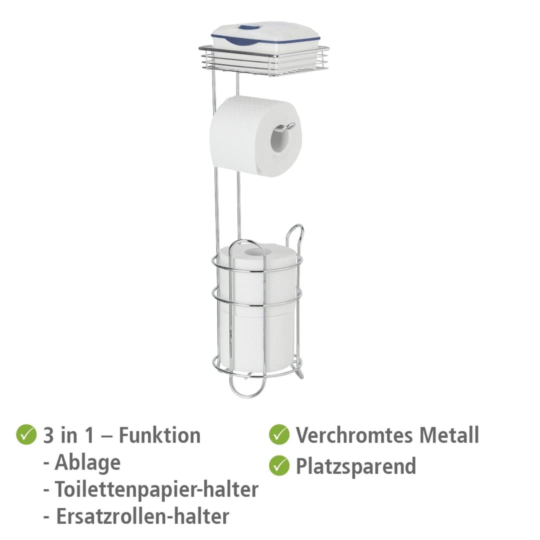 Wenko Toilettenpapierhalter mit Ablage | Silber