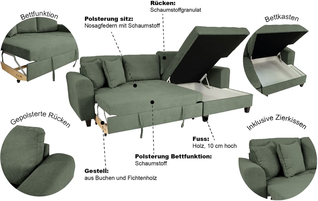 Trends by HG Ecksofa Moritz | Grün