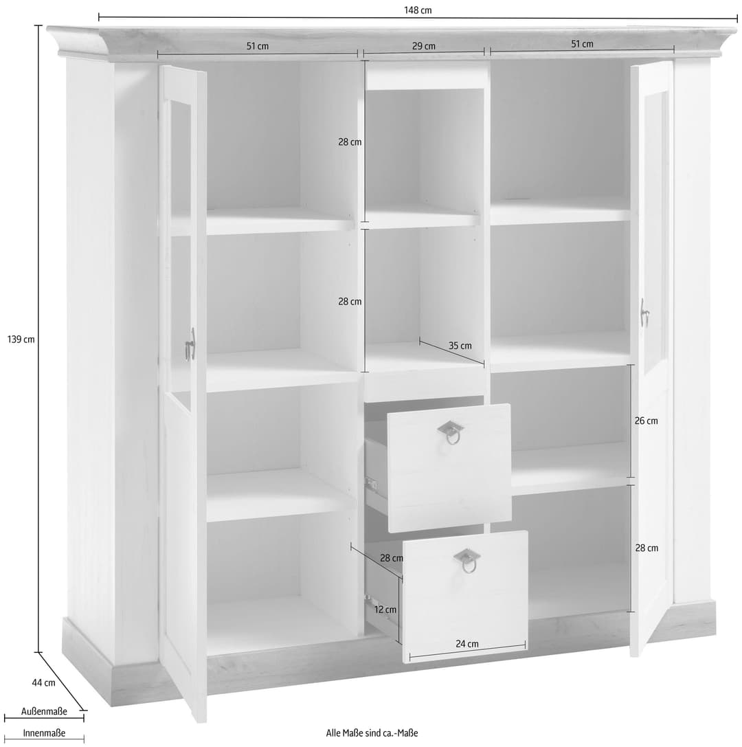 Home affaire Highboard Cremona | Weiß