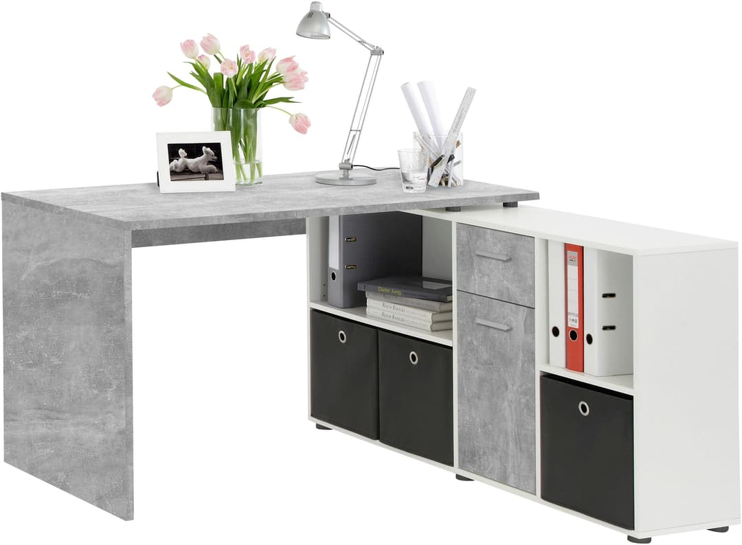 FMD Eckschreibtisch Lexo | Grau