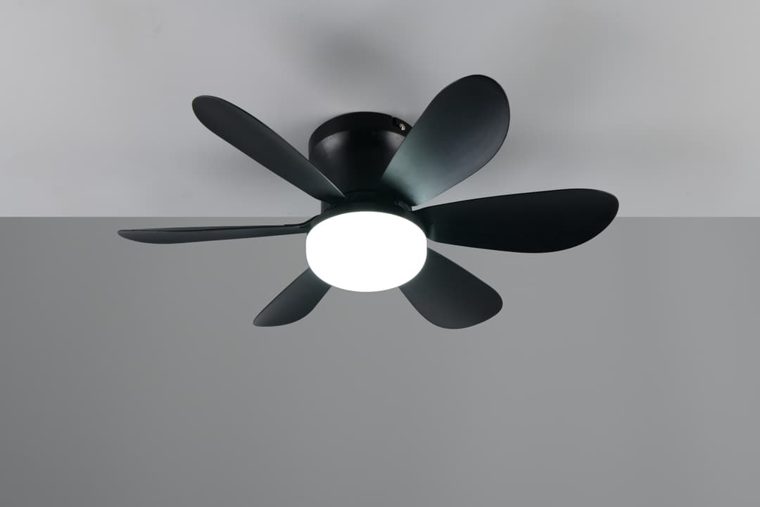Reality Leuchten LED Deckenleuchte LUND mit Ventilator | Schwarz