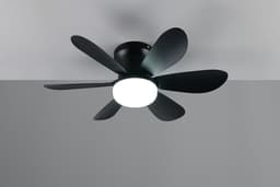 Reality Leuchten LED Deckenleuchte LUND mit Ventilator | Schwarz