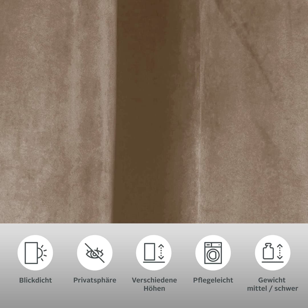 LeGer Home by Lena Gercke Vorhang Samt Ladina | Beige