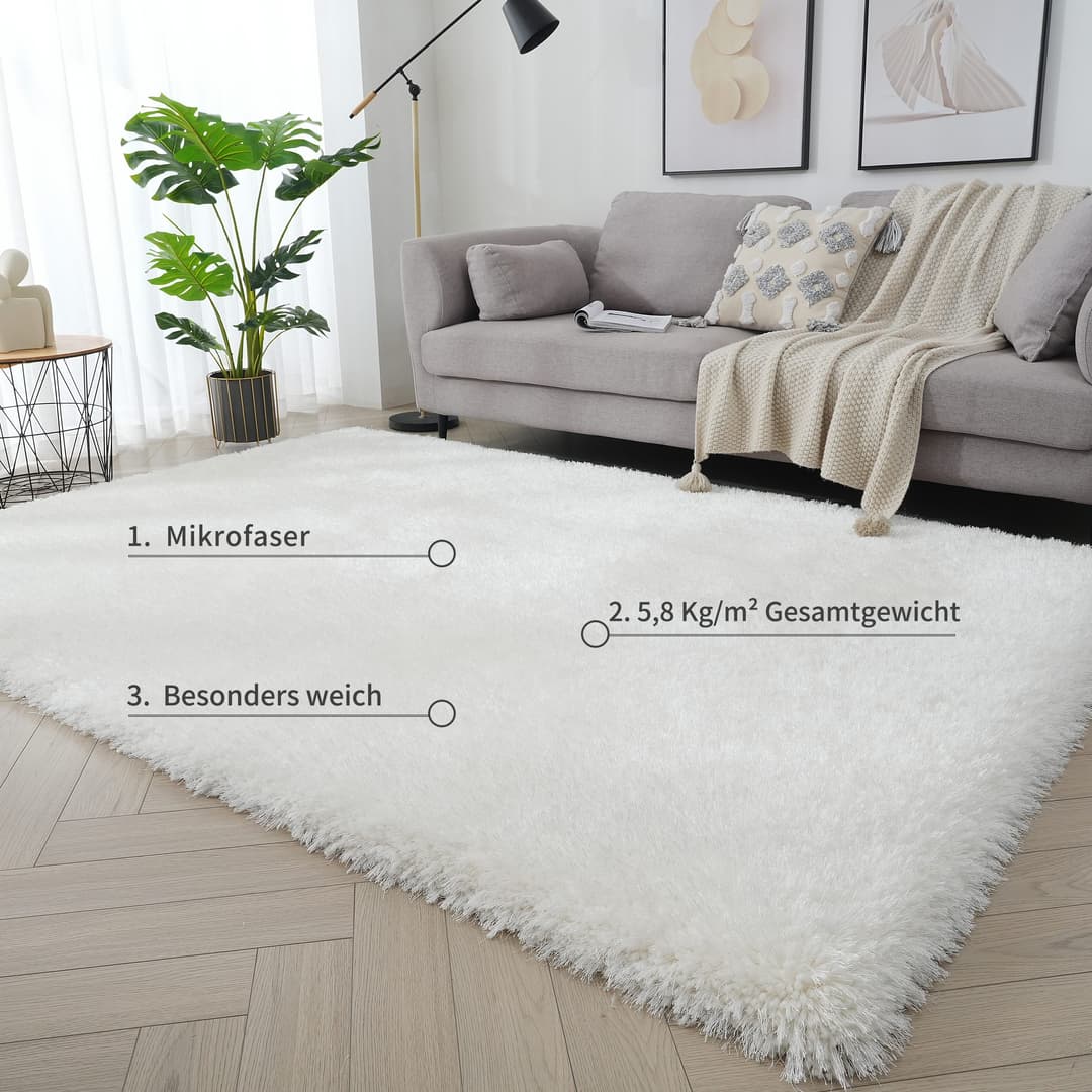 OTTO home Hochflor-Teppich Micro exclusiv | Weiß