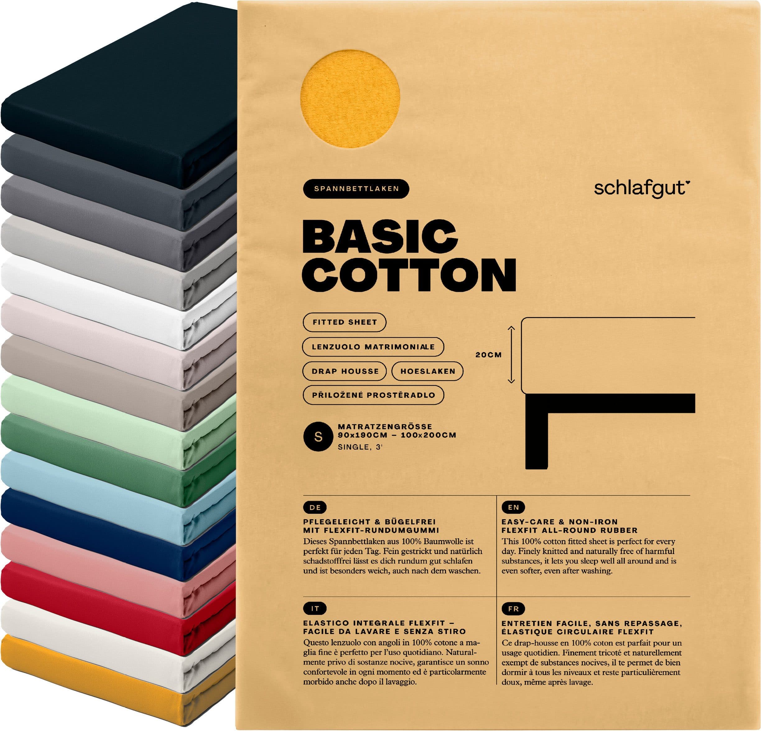 Schlafgut Basic Cotton Spannbettlaken | Gelb