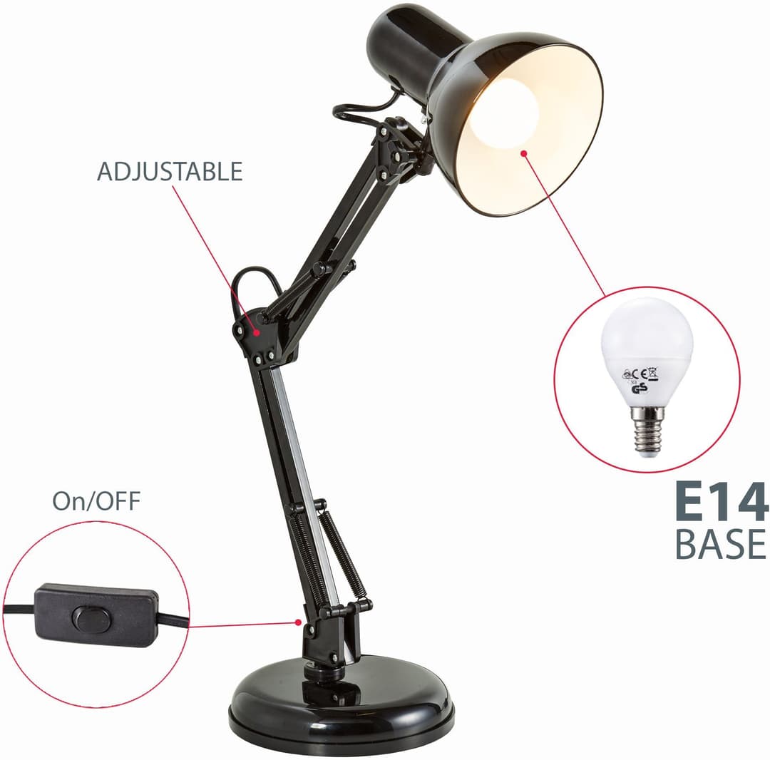 B.K.Licht Schreibtischlampe Draco | Schwarz