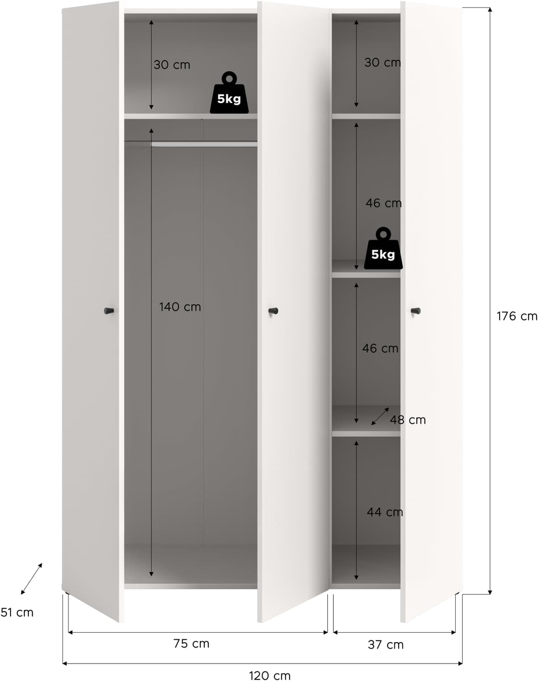 Home affaire Kleiderschrank BILLINGS | Weiß