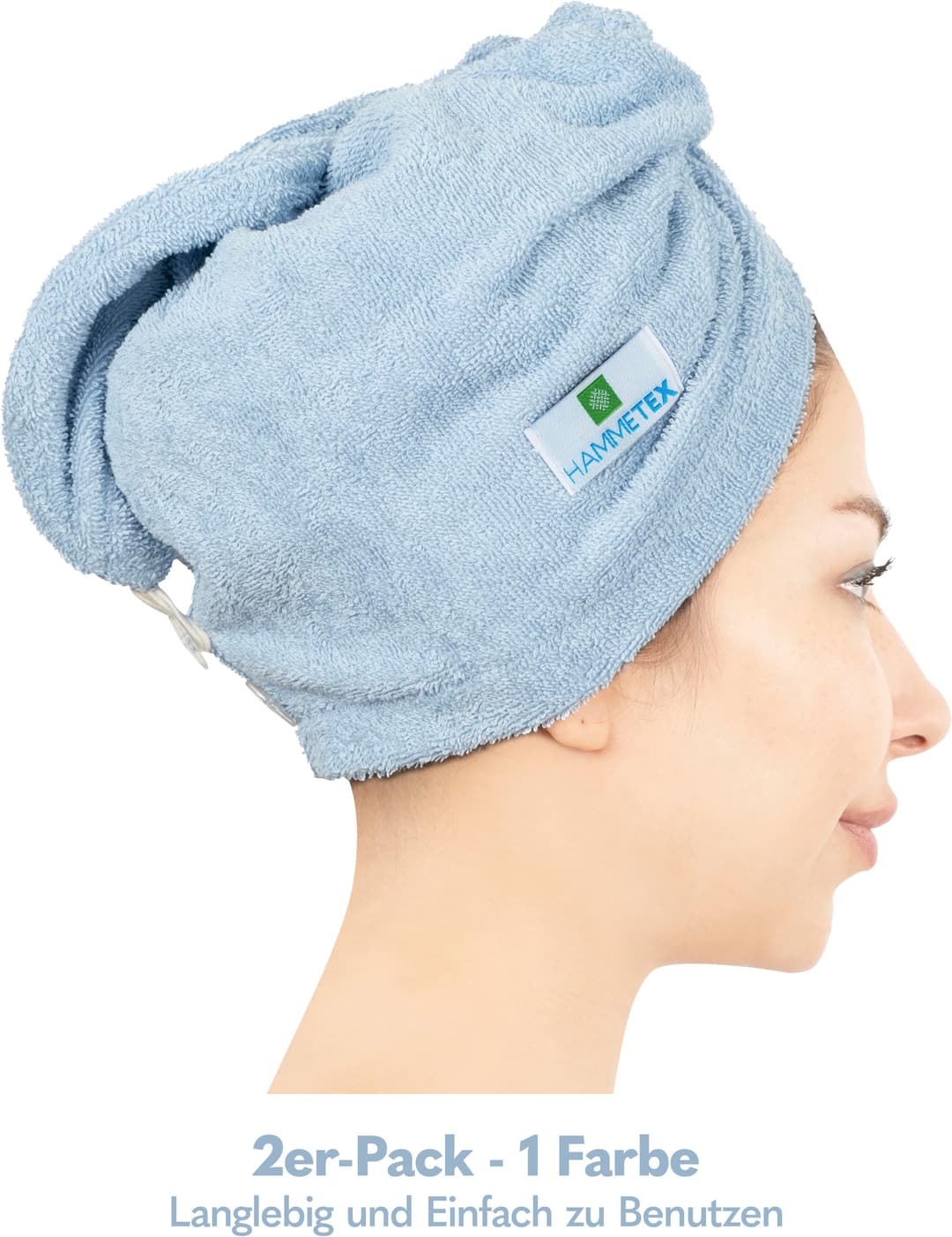 HAMMETEX Turban-Handtuch 2er Set | Blau