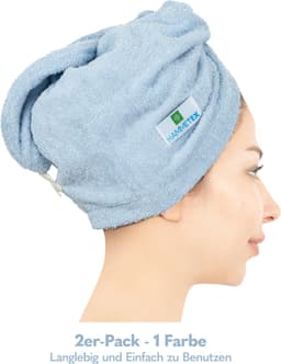 HAMMETEX Turban-Handtuch 2er Set | Blau