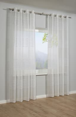 GARDINIA Gardine Schal Etamine 3-D Streifen | Weiß