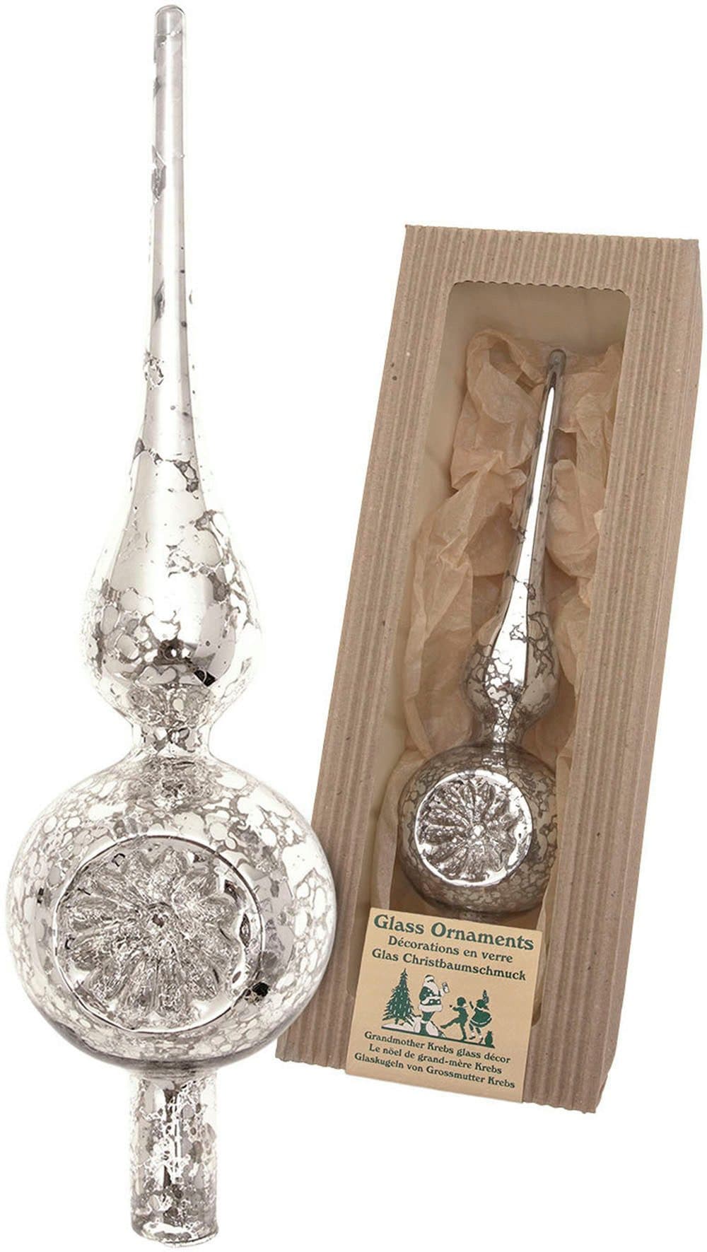 Krebs Glas Lauscha Christbaumspitze Antike Mercury Glas Reflexspitze