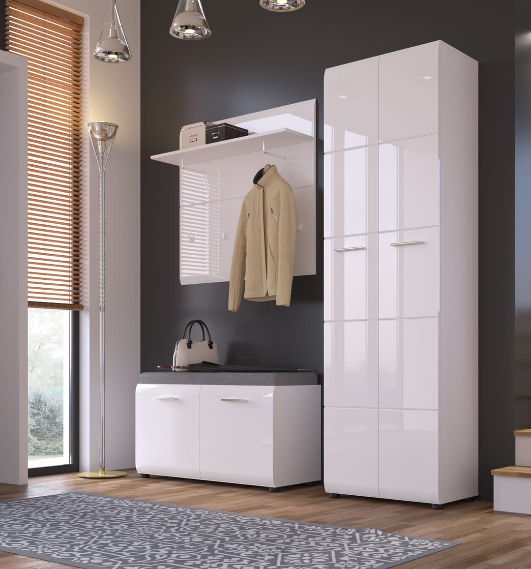 LIVING CHARM Garderobenschrank Merano | Weiß