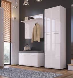 LIVING CHARM Garderobenschrank Merano | Weiß