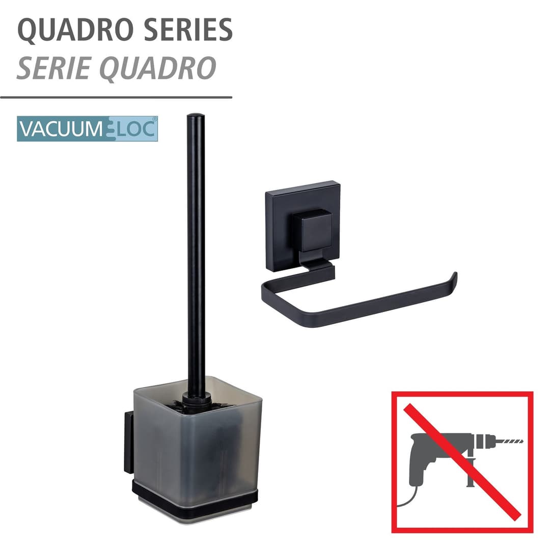WENKO WC-Garnitur Vacuum-Loc Quadro | Schwarz