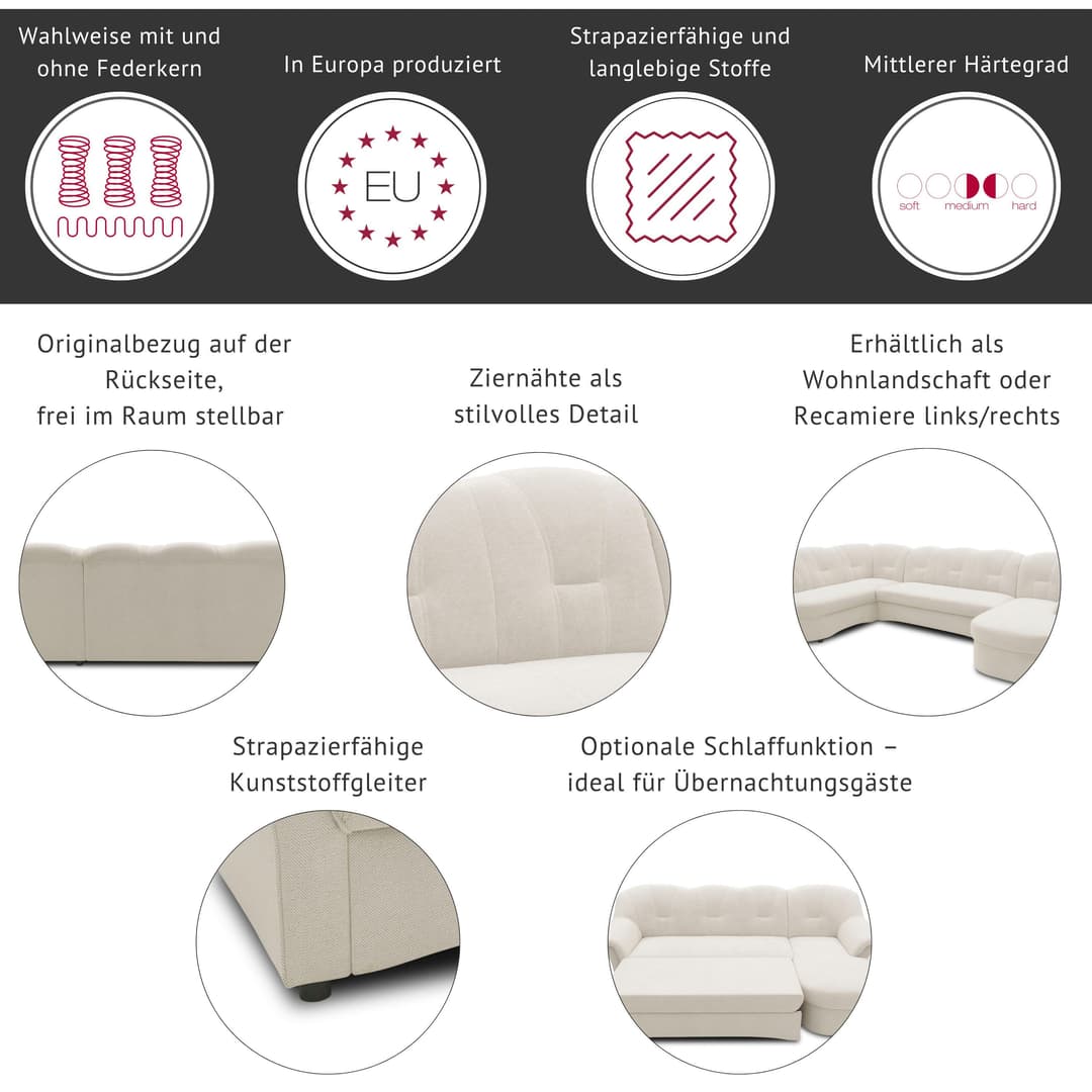 DOMO collection Ecksofa Flores Schlafsofa | Mehrfarbig