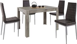 OTTO home Essgruppe mit Tisch und 4 Stühlen | Grau