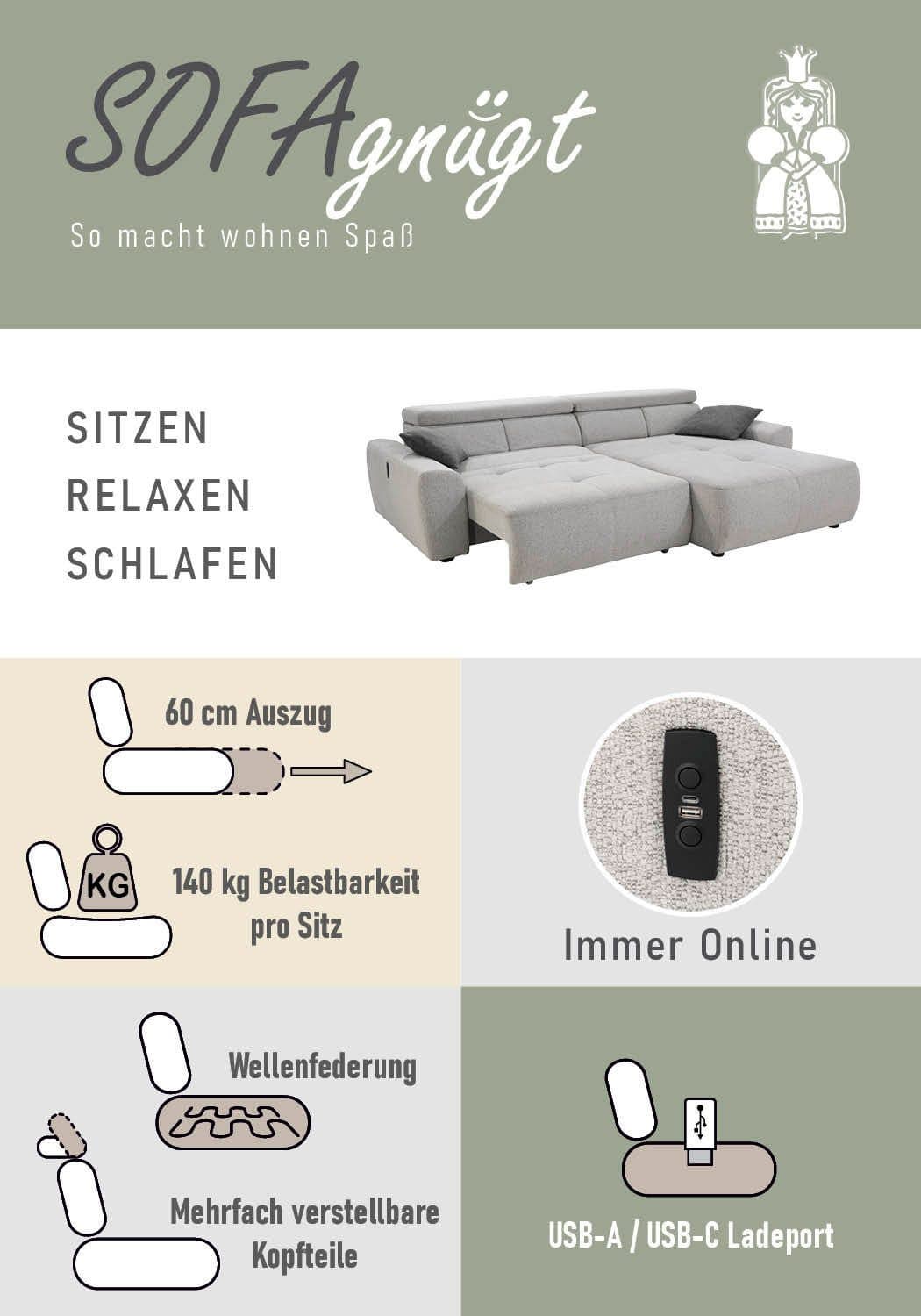 Jockenhöfer Gruppe Ecksofa Unos L-Form | Beige