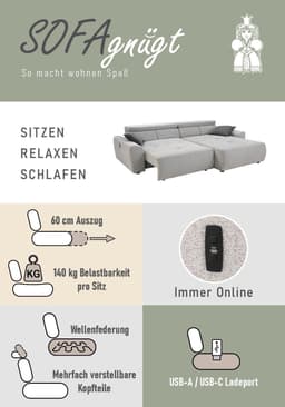 Jockenhöfer Gruppe Ecksofa Unos L-Form | Beige