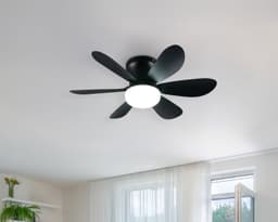 Reality Leuchten LED Deckenleuchte LUND mit Ventilator | Schwarz