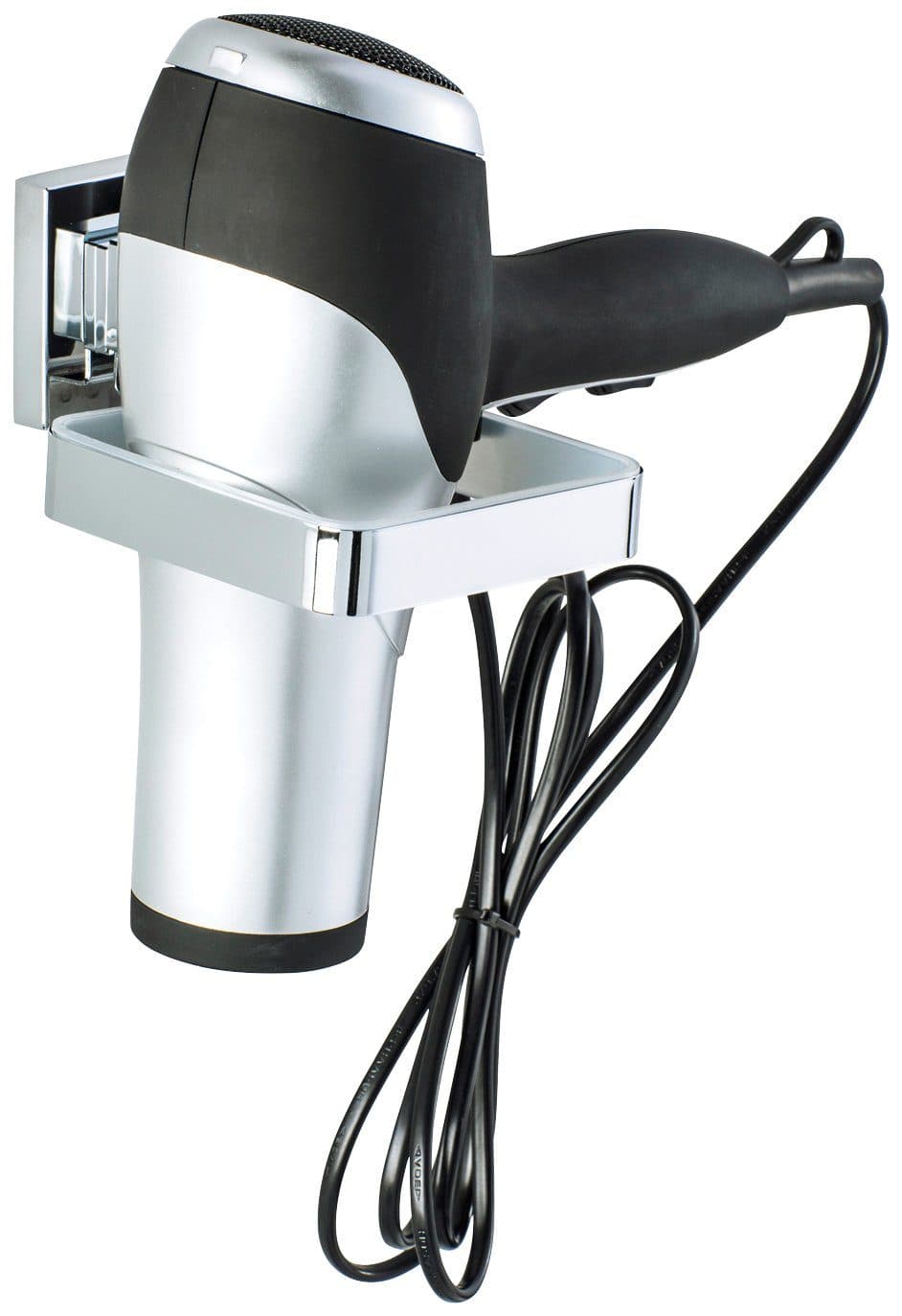 WENKO Haartrocknerhalter Vacuum-Loc Quadro | Silber