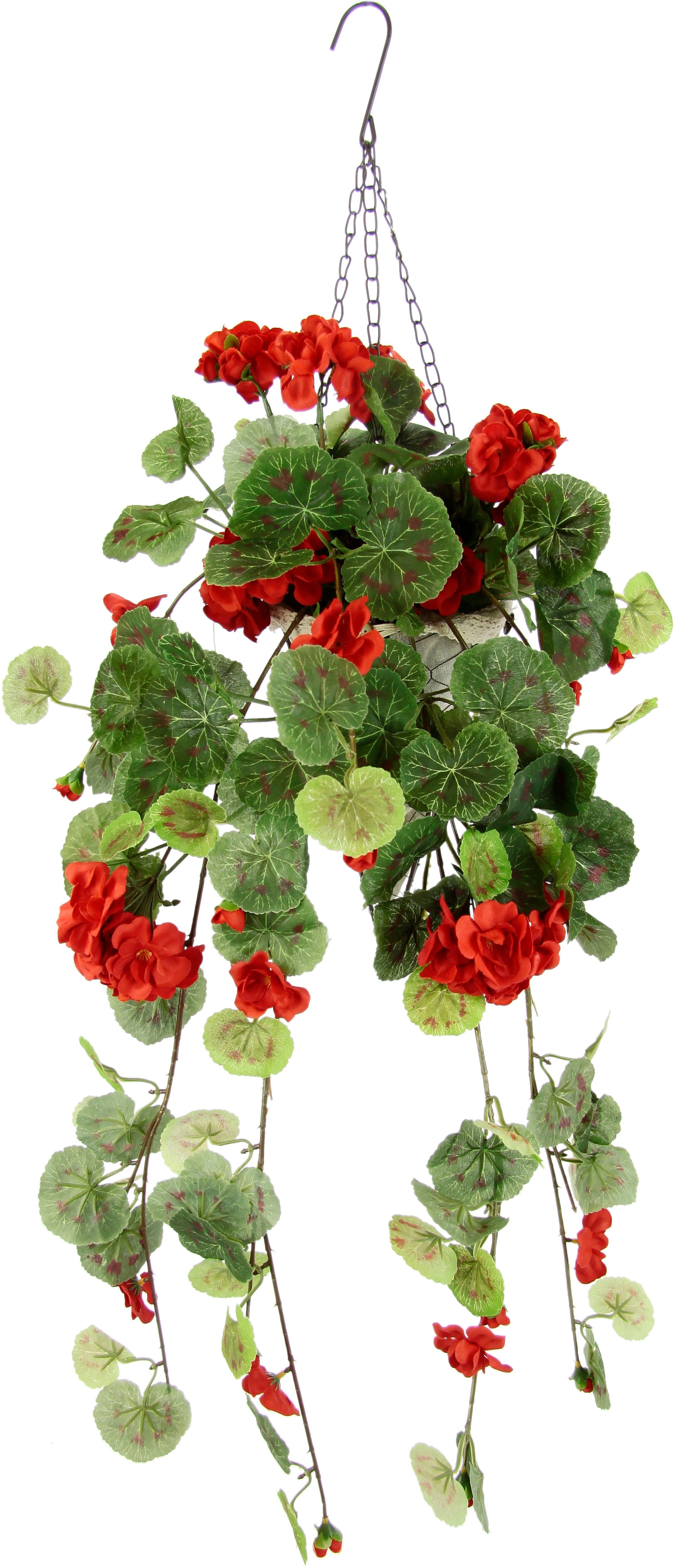 Kunstblume Geranien-Hänger | Rot