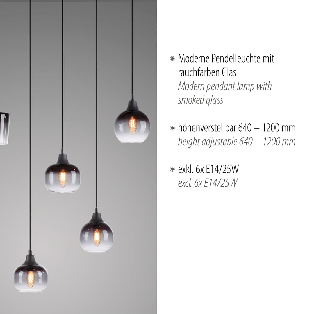 JUST LIGHT Pendelleuchte ZEA | Schwarz