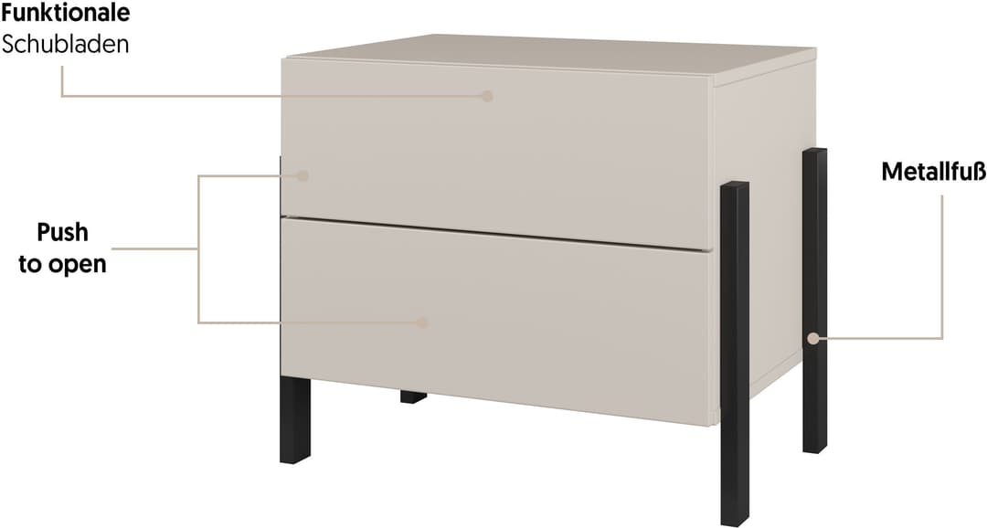 OTTO home Nachtkommode Jukon | Beige