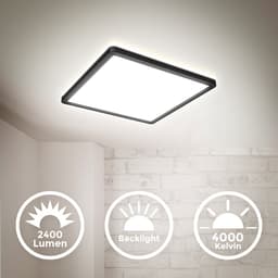B.K.Licht Panel LED Deckenleuchte | Schwarz